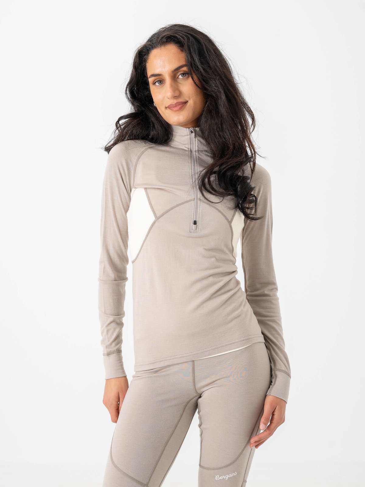 Bergans Inner:Pure Merino Half Zip Women Sandstone