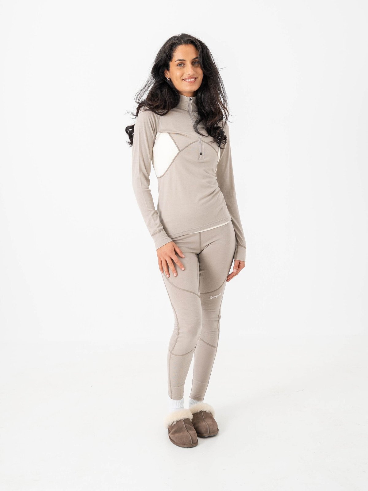 Bergans Inner:Pure Merino Half Zip Women Sandstone