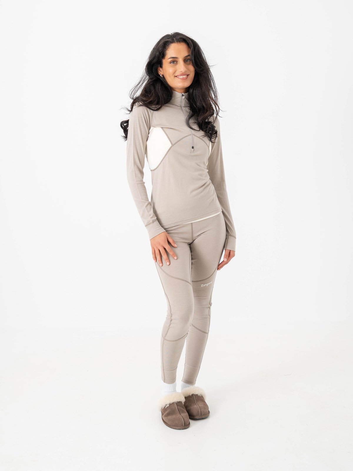 Bergans Inner:Pure Merino Half Zip Women Sandstone