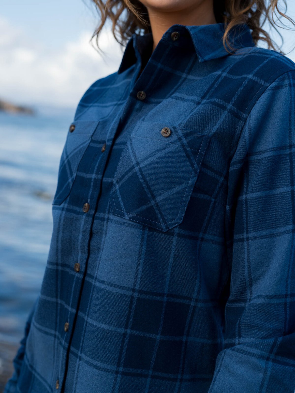 Bergans Nordmarka Flannel Shirt Women Granite Blue / Navy Blue Check