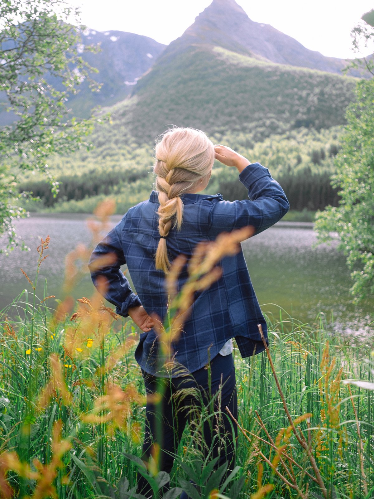 Bergans Nordmarka Flannel Shirt Women Granite Blue / Navy Blue Check