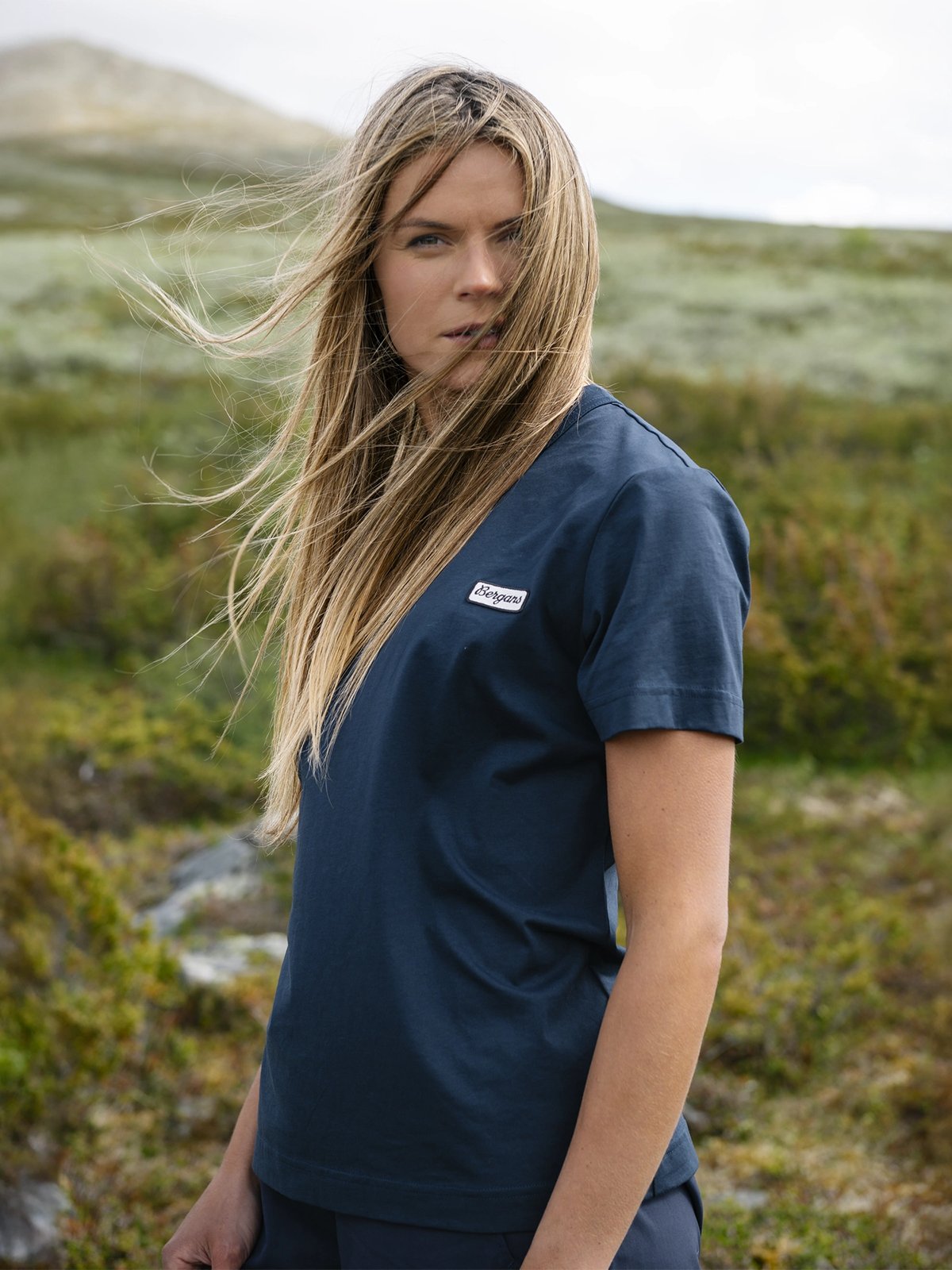 Bergans Logo Cotton Tee Women Navy Blue