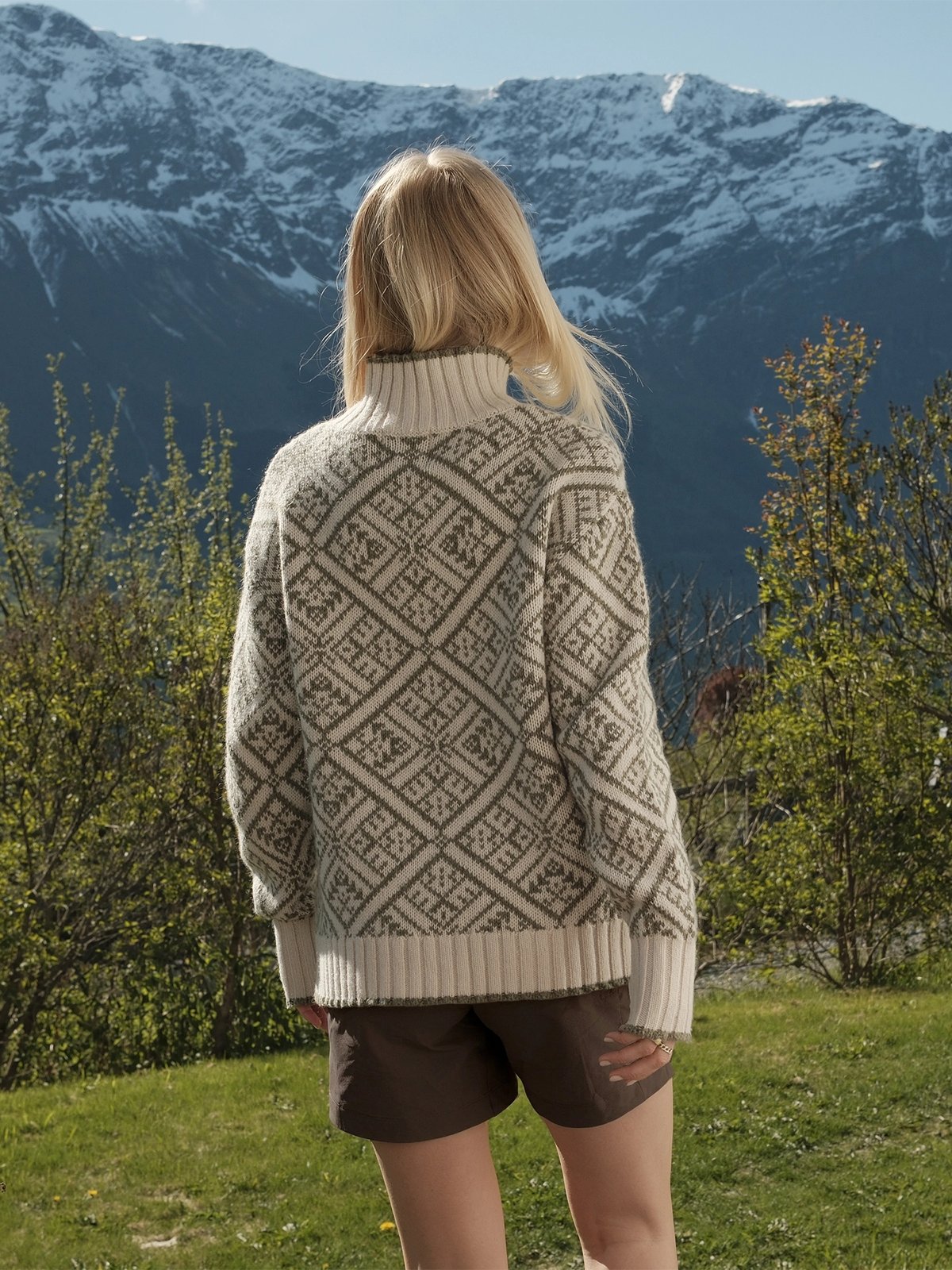 Bergans Vega Knitted Wool Jumper Women Creme / Green Mud