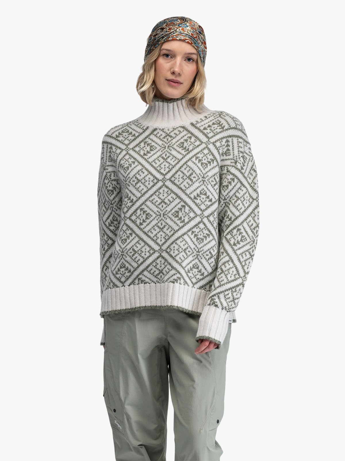 Bergans Vega Knitted Wool Jumper Women Creme / Green Mud