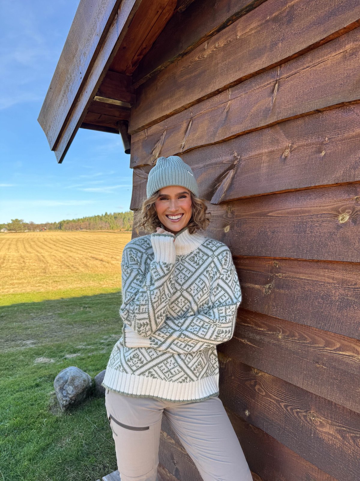 Bergans Vega Knitted Wool Jumper Women Creme / Green Mud