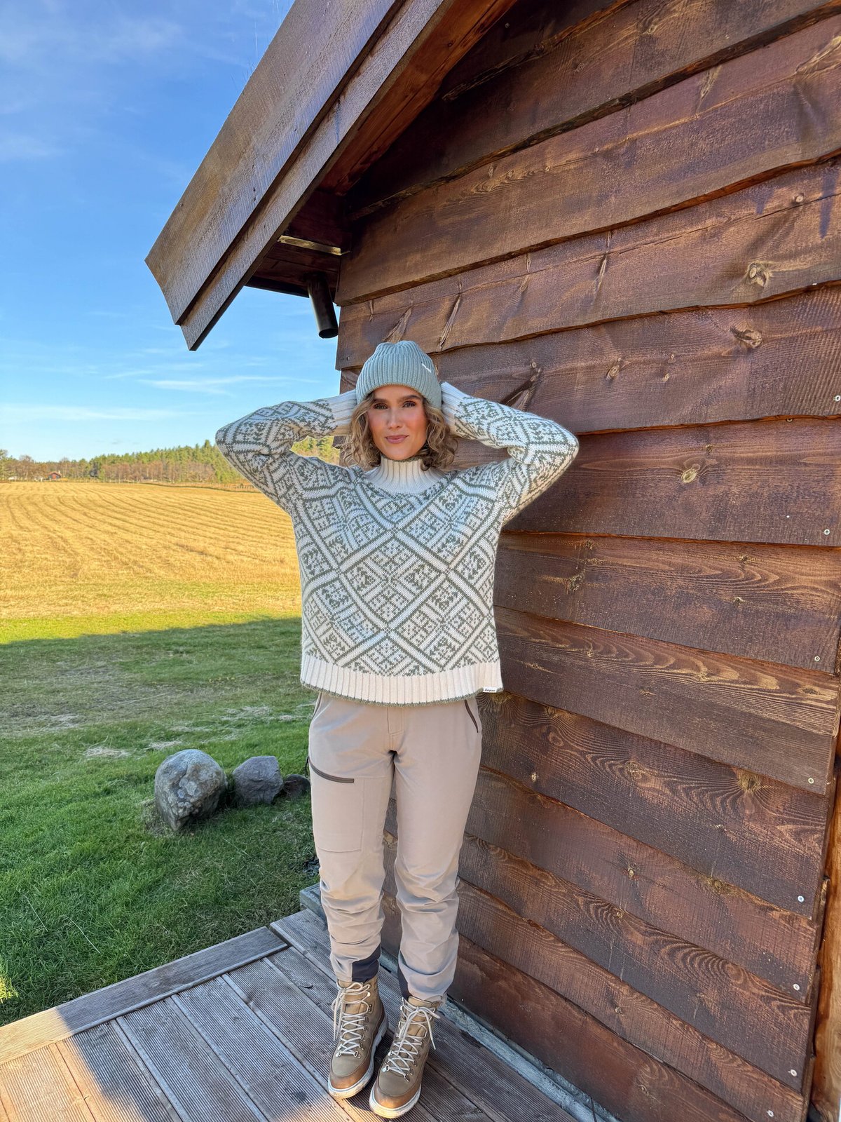 Bergans Vega Knitted Wool Jumper Women Creme / Green Mud