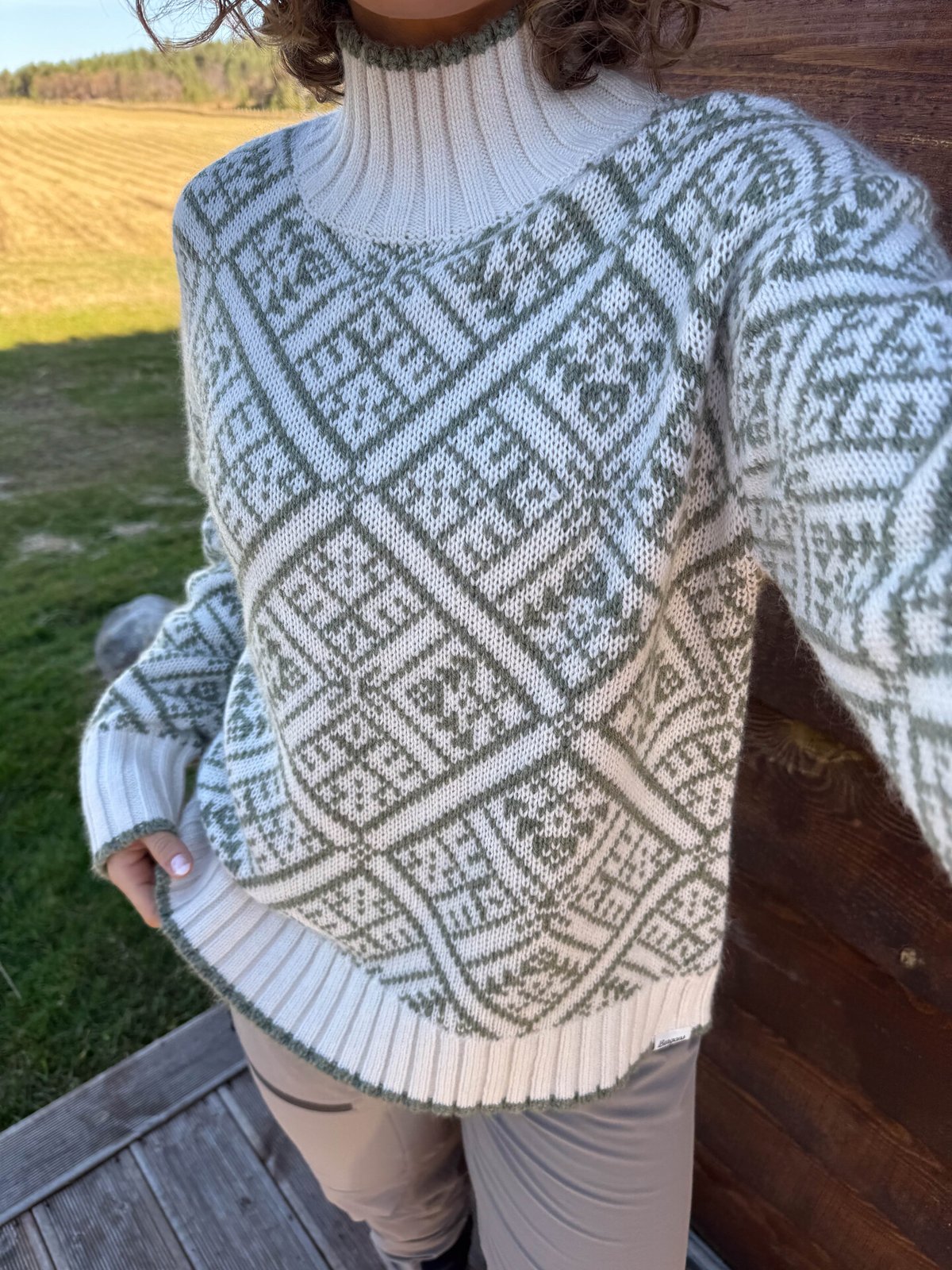 Bergans Vega Knitted Wool Jumper Women Creme / Green Mud