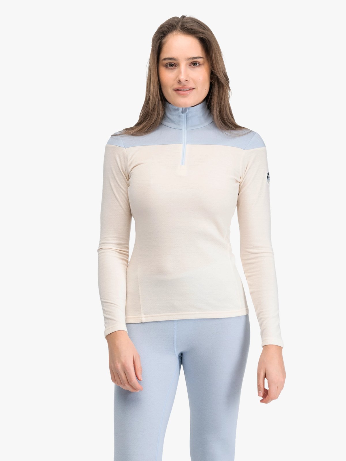 Bergans Inner:Dual Merino Half Zip Women Creme / Light Dusty Blue