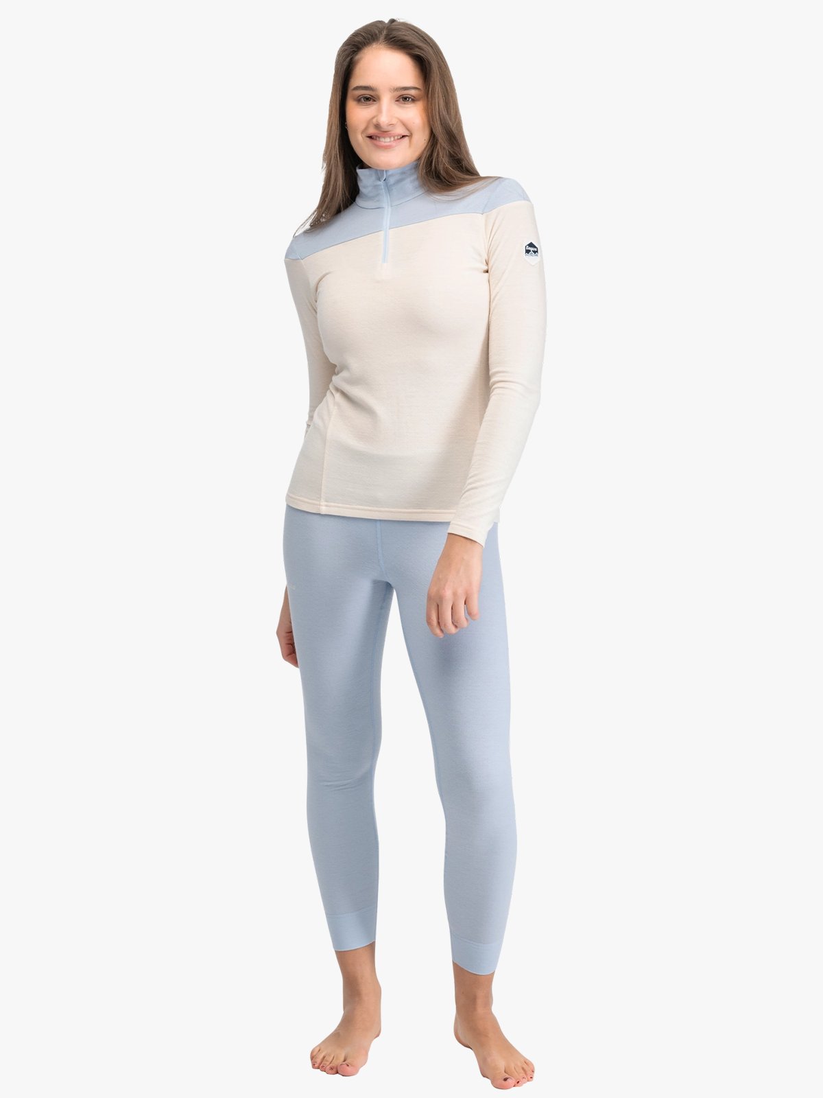 Bergans Inner:Dual Merino Half Zip Women Creme / Light Dusty Blue