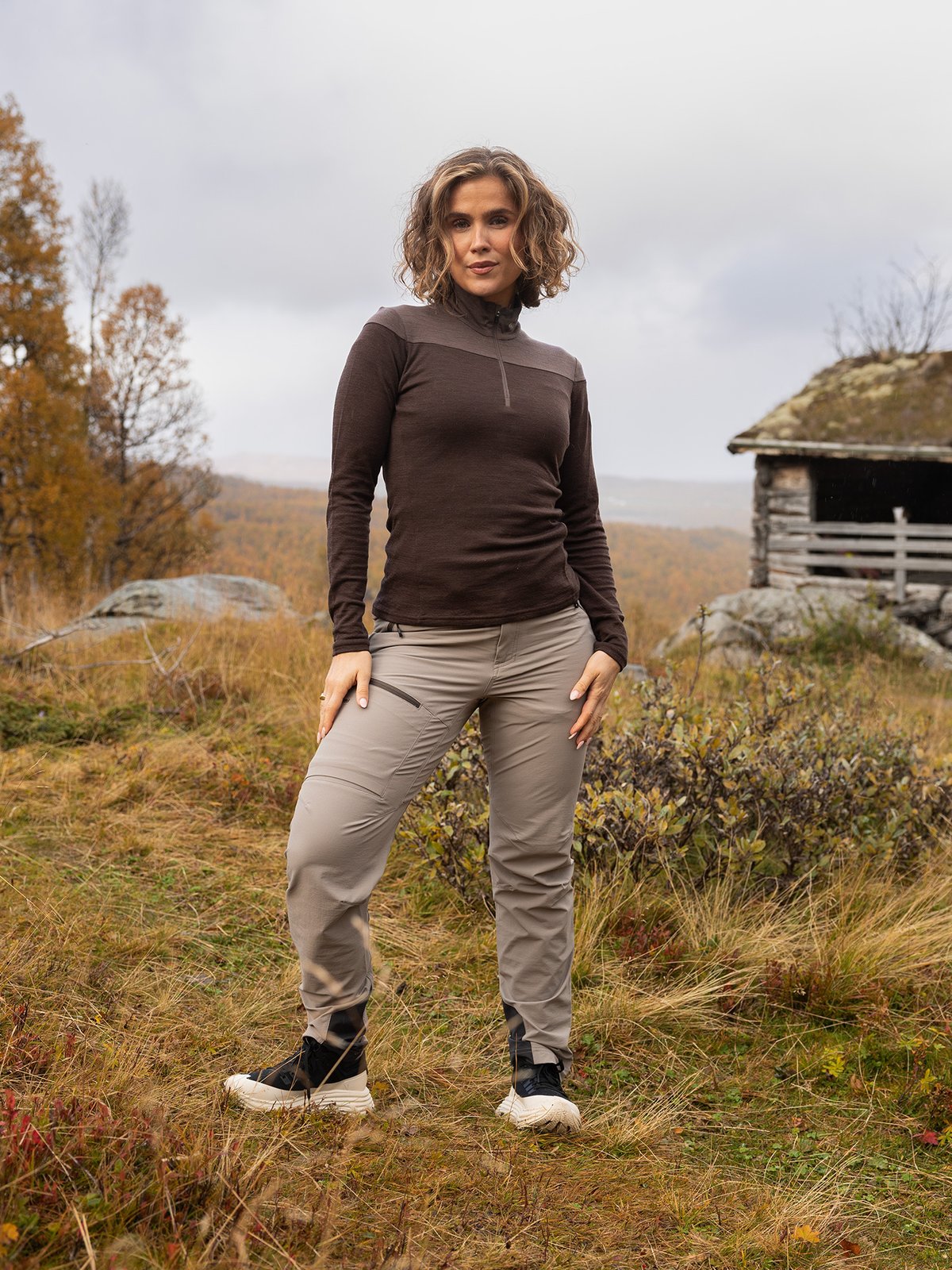 Bergans Inner:Dual Merino Half Zip Women Dark Chocolate / Hot Cocoa