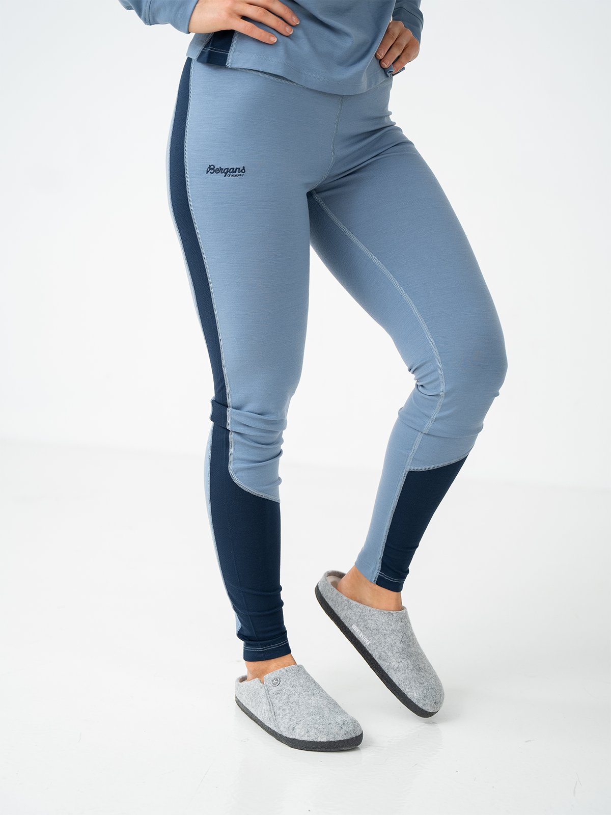 Bergans Cecilie Wool Tights Misty Sky Blue / Navy Blue