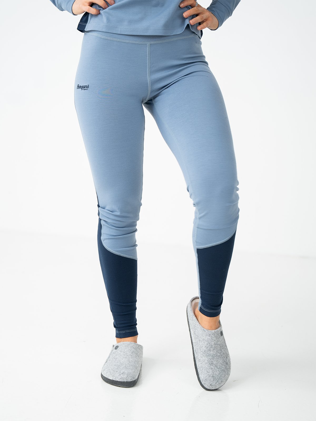 Bergans Cecilie Wool Tights Misty Sky Blue / Navy Blue