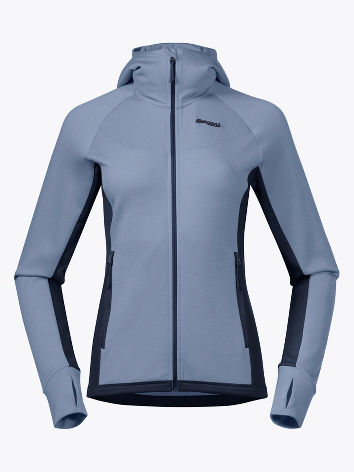 Bergans Cecilie Wool Hood Jacket Misty Forest / Orion Blue