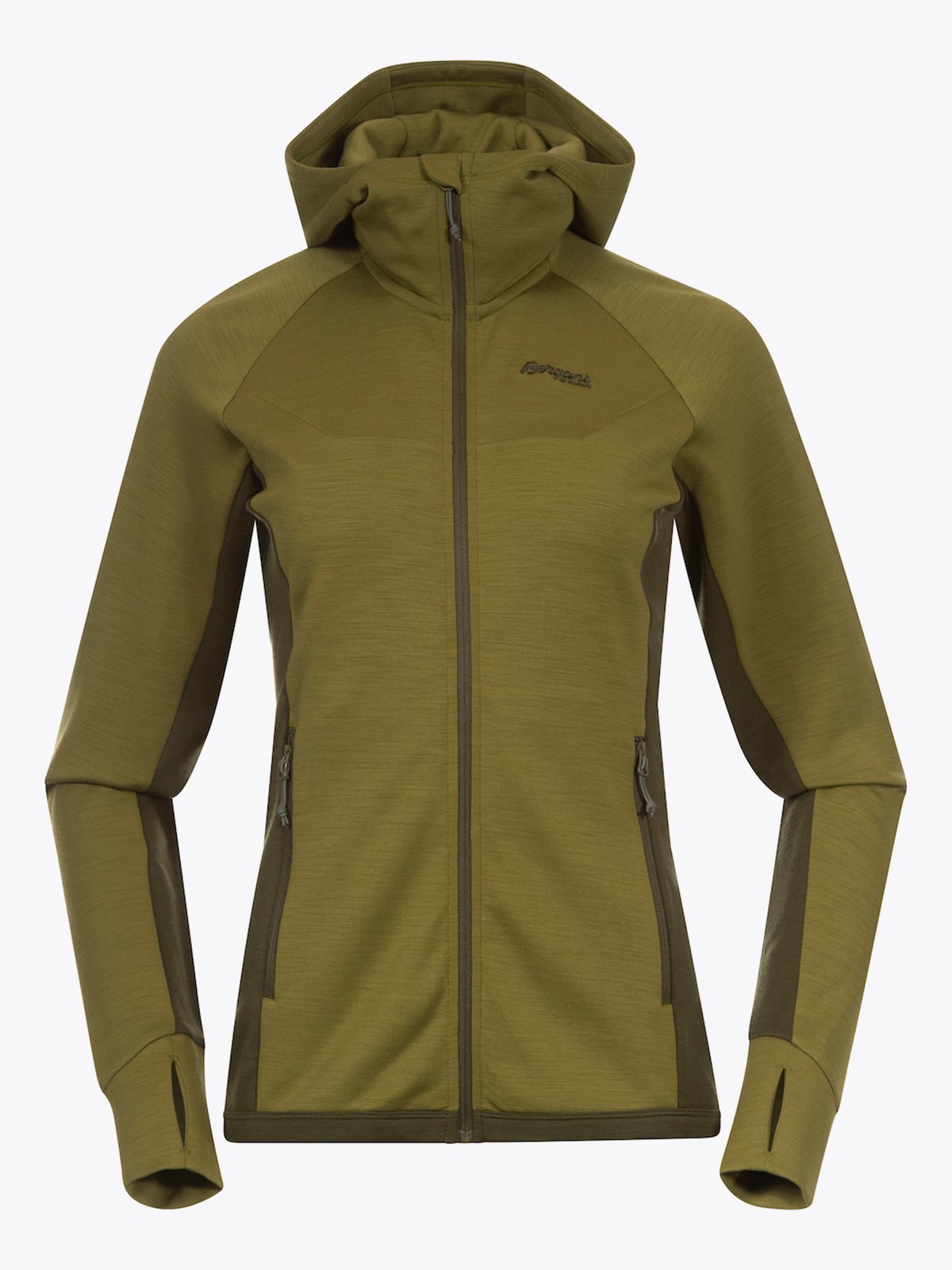 Bergans Cecilie Wool Hood Jacket Trail Green / Dark Olive Green
