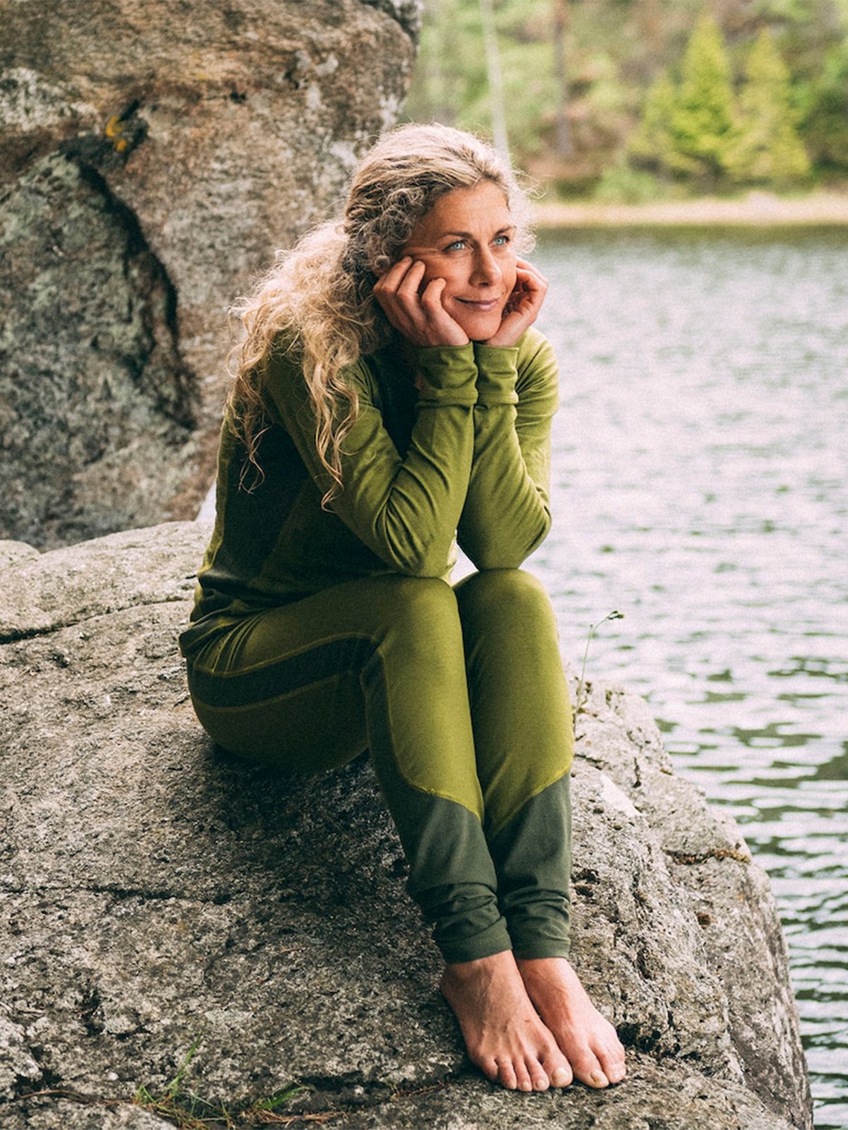 Bergans Cecilie Wool Long Sleeve Trail Green / Dark Olive Green