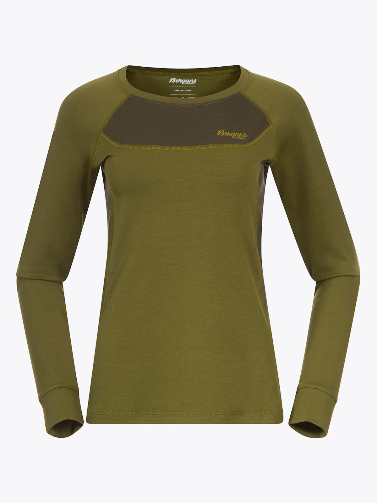 Bergans Cecilie Wool Long Sleeve Trail Green / Dark Olive Green