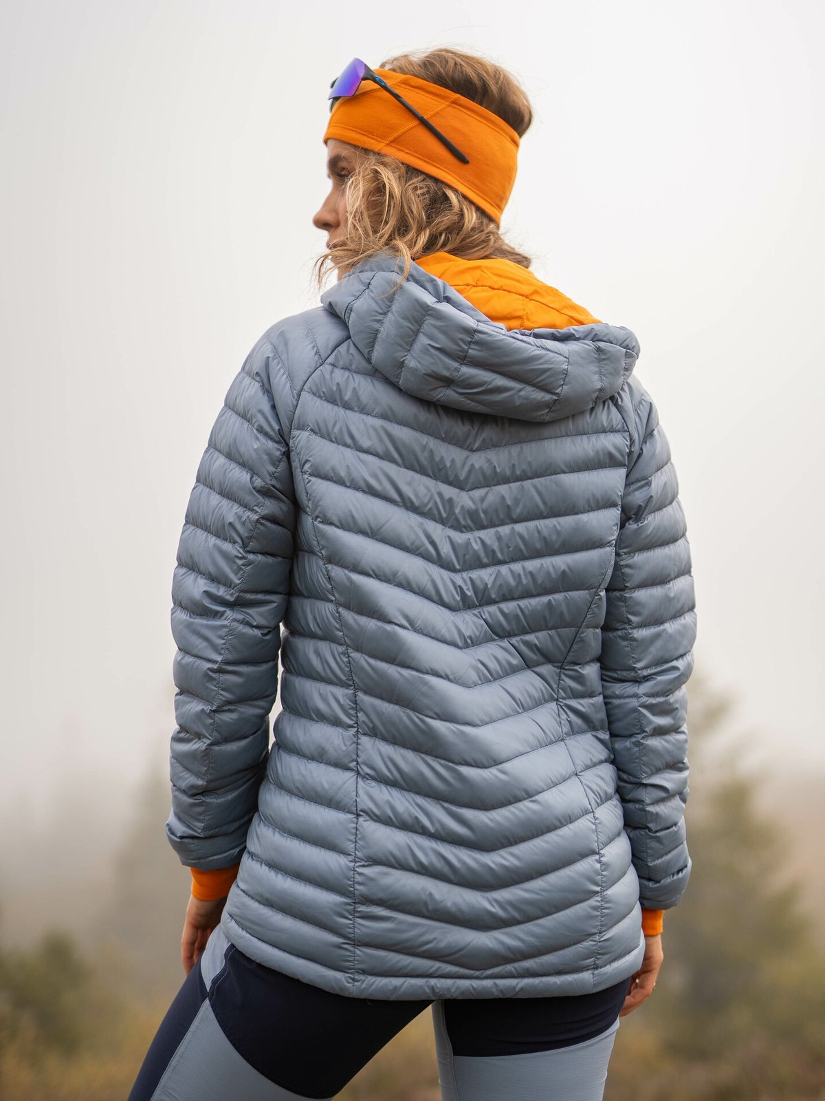 Bergans Cecilie Down Light Anorak Misty Sky Blue / Lush Yellow