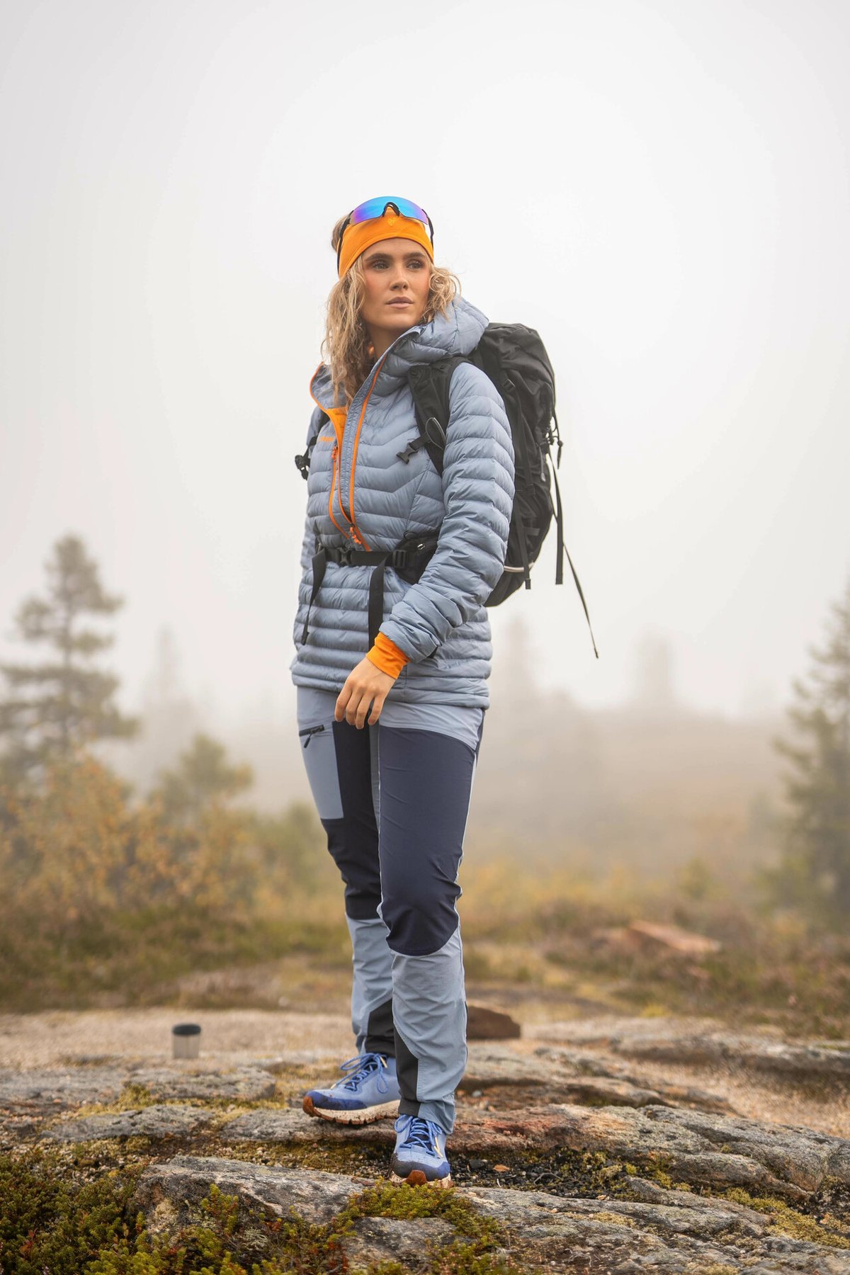 Bergans Cecilie Down Light Anorak Misty Sky Blue / Lush Yellow