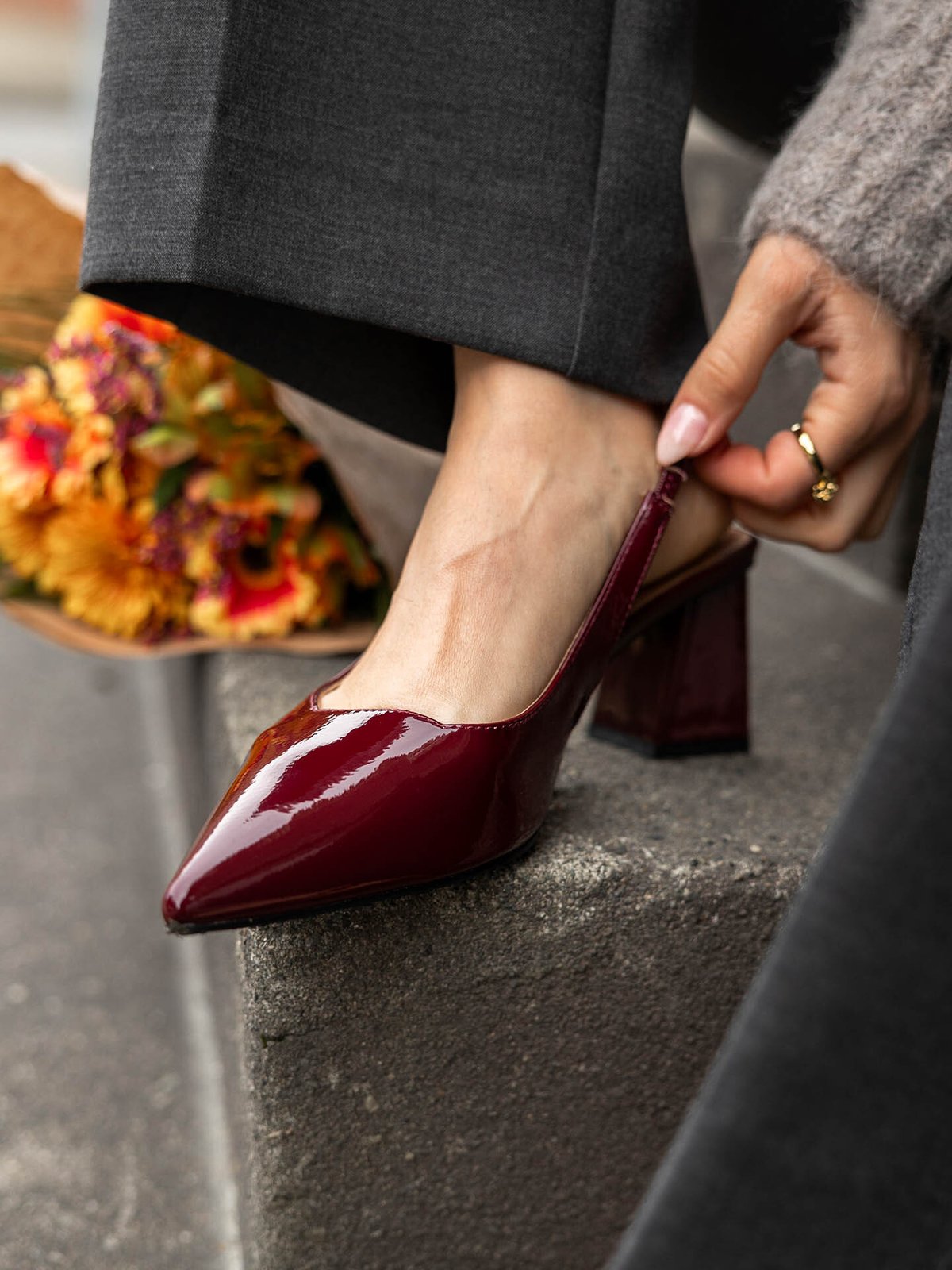 Bianco Maralyn Slingback Patent Burgundy