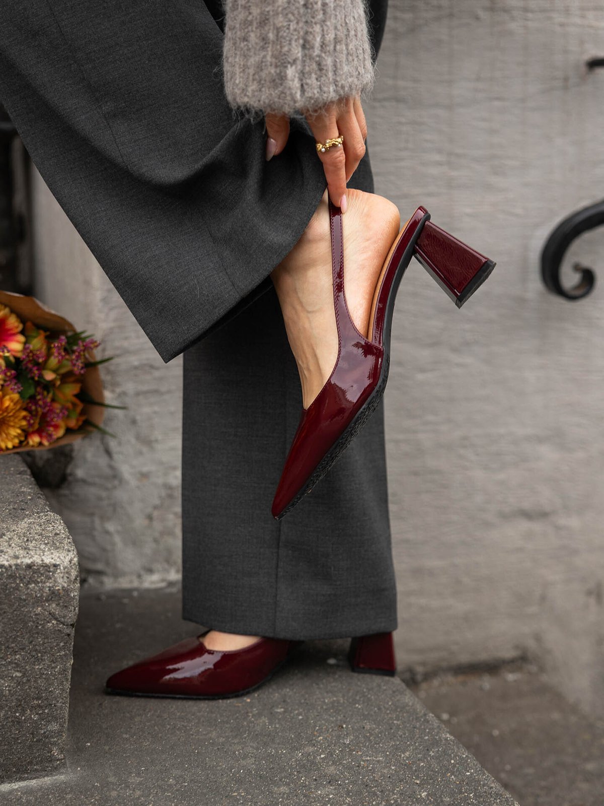 Bianco Maralyn Slingback Patent Burgundy