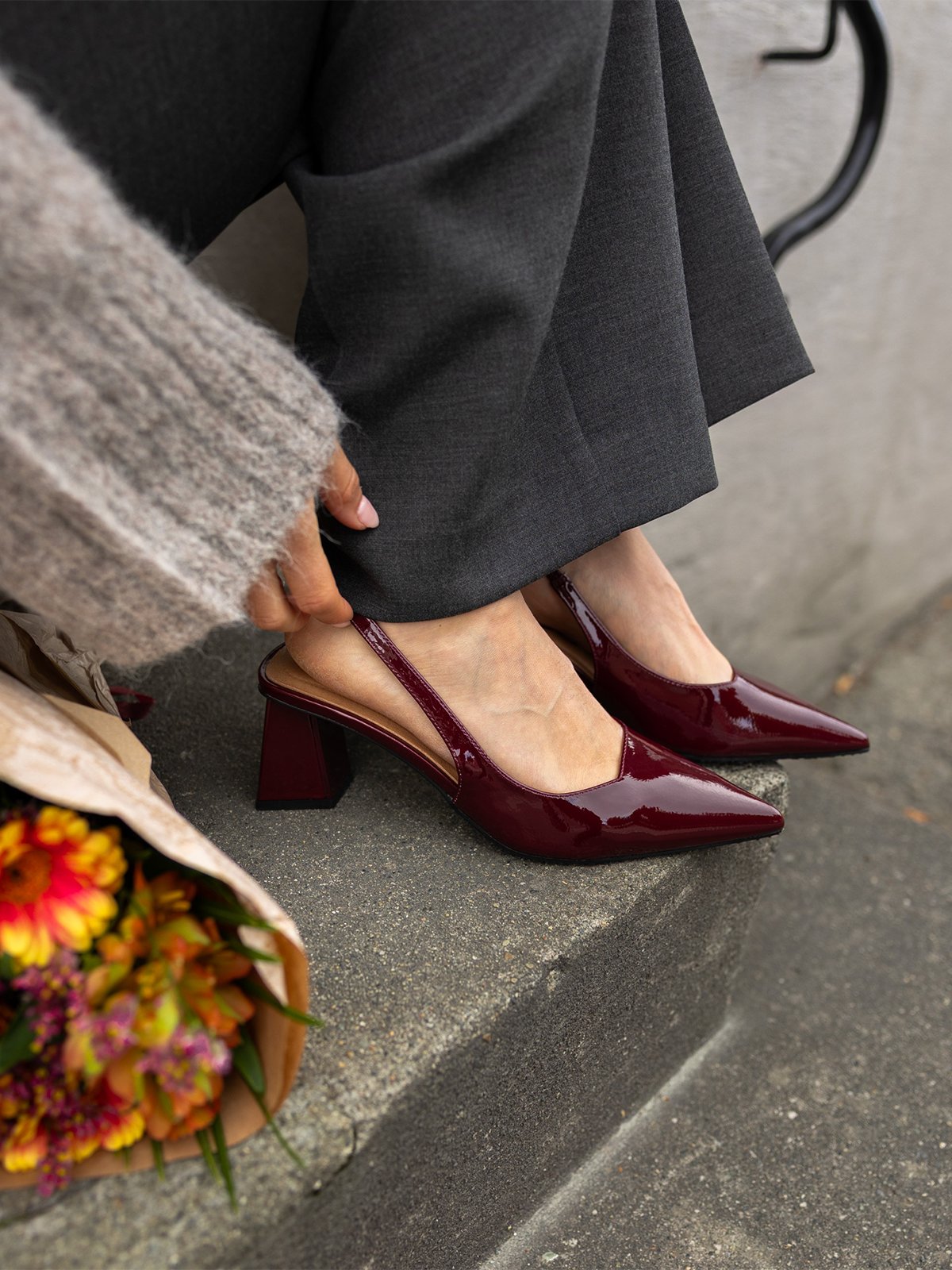 Bianco Maralyn Slingback Patent Burgundy