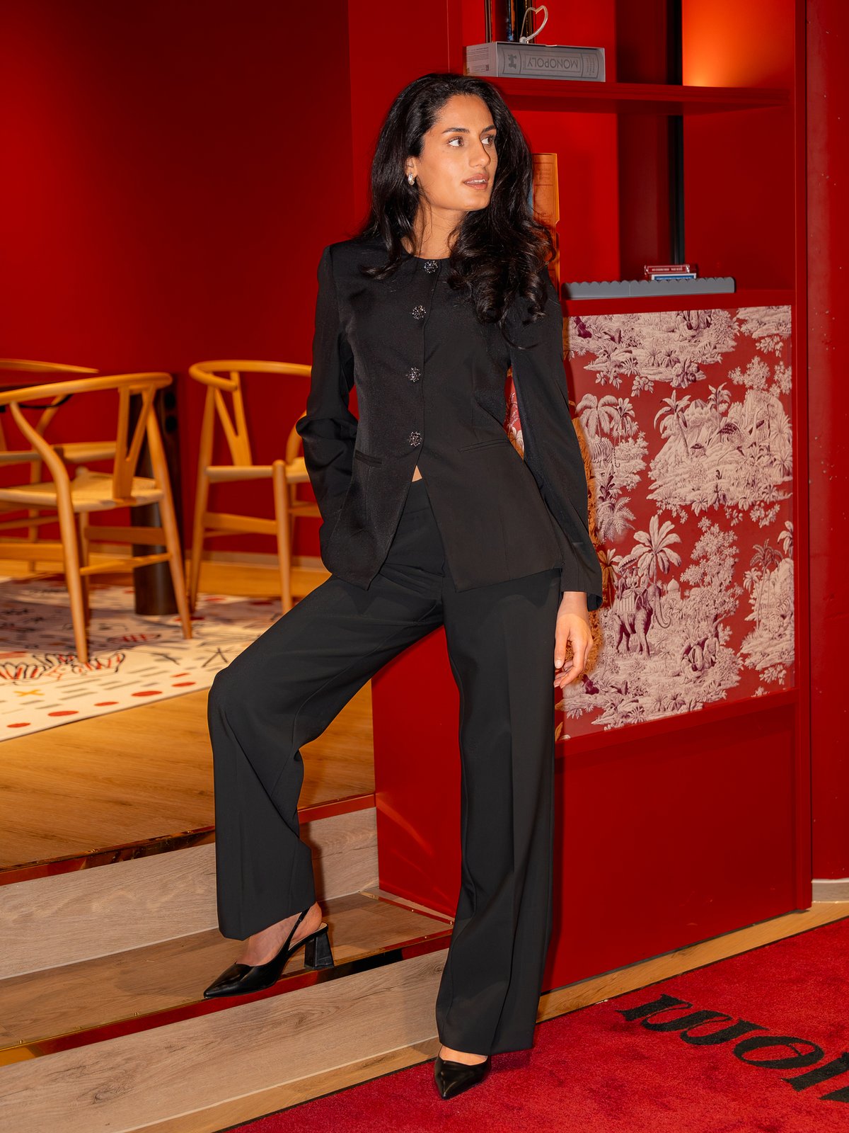 Bianco Maralyn Slingback Smooth Faux Leather Black