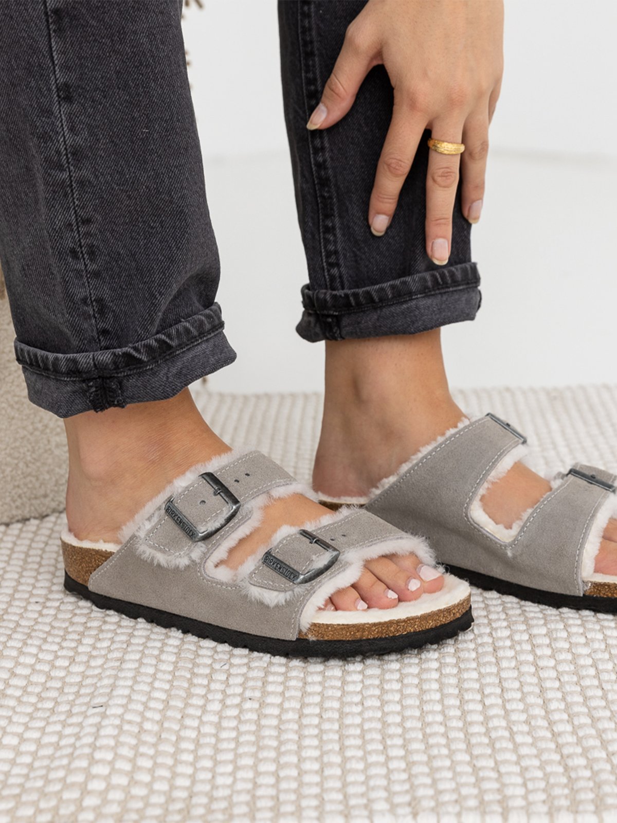 Birkenstock Arizona Fur Stone Coin