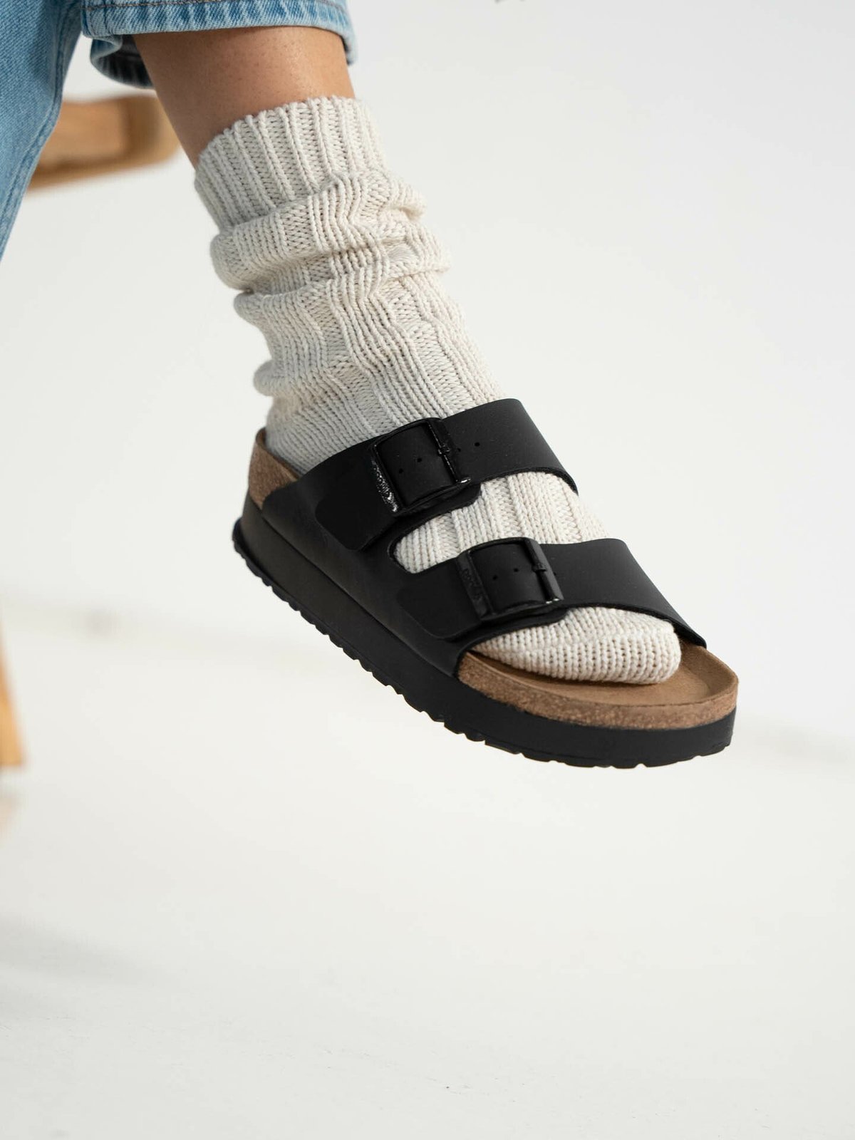 Birkenstock Arizona PAP Platform Birko-Flor Black