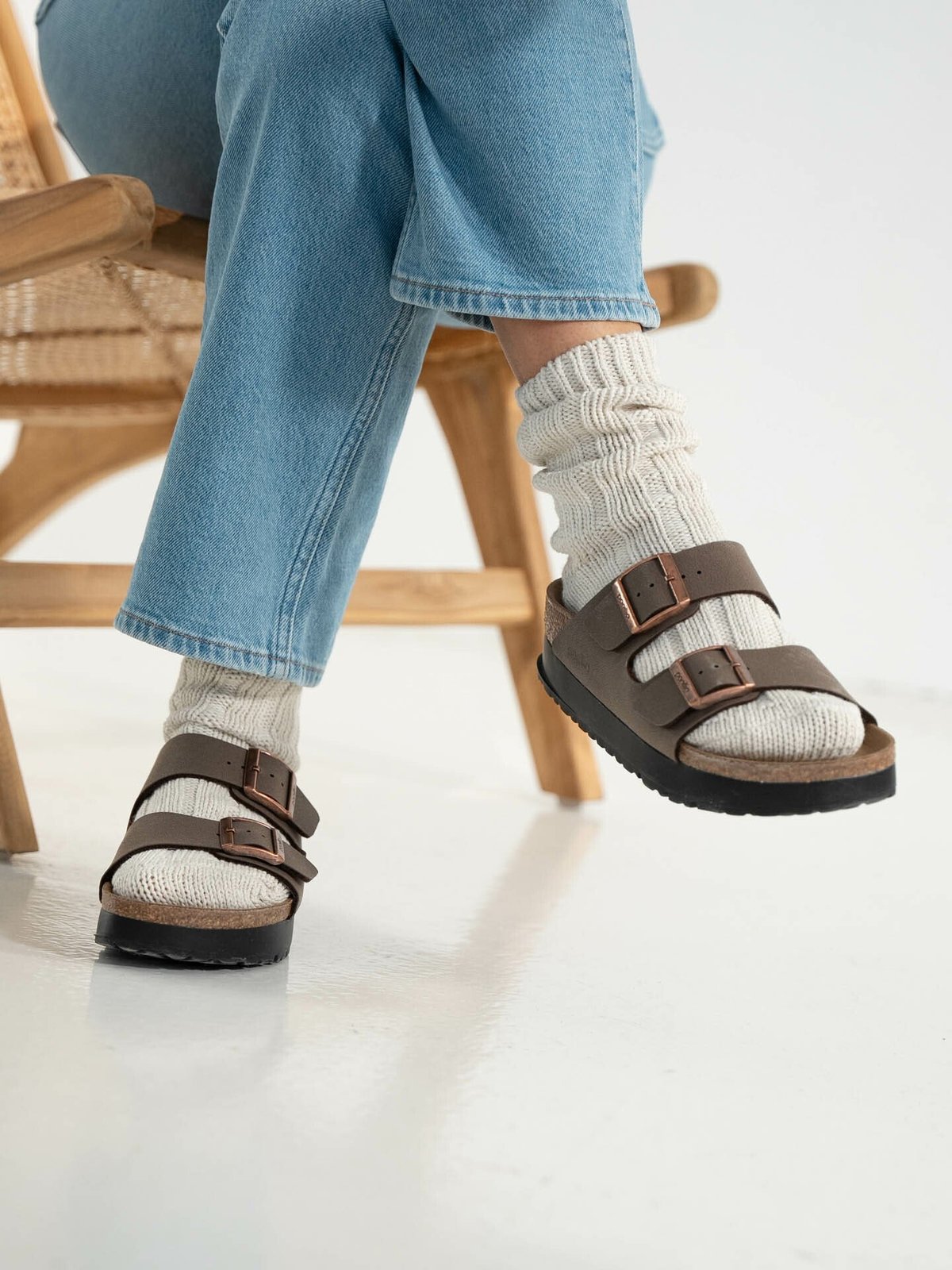 Birkenstock Arizona PAP Platform Birko-Flor Mocha