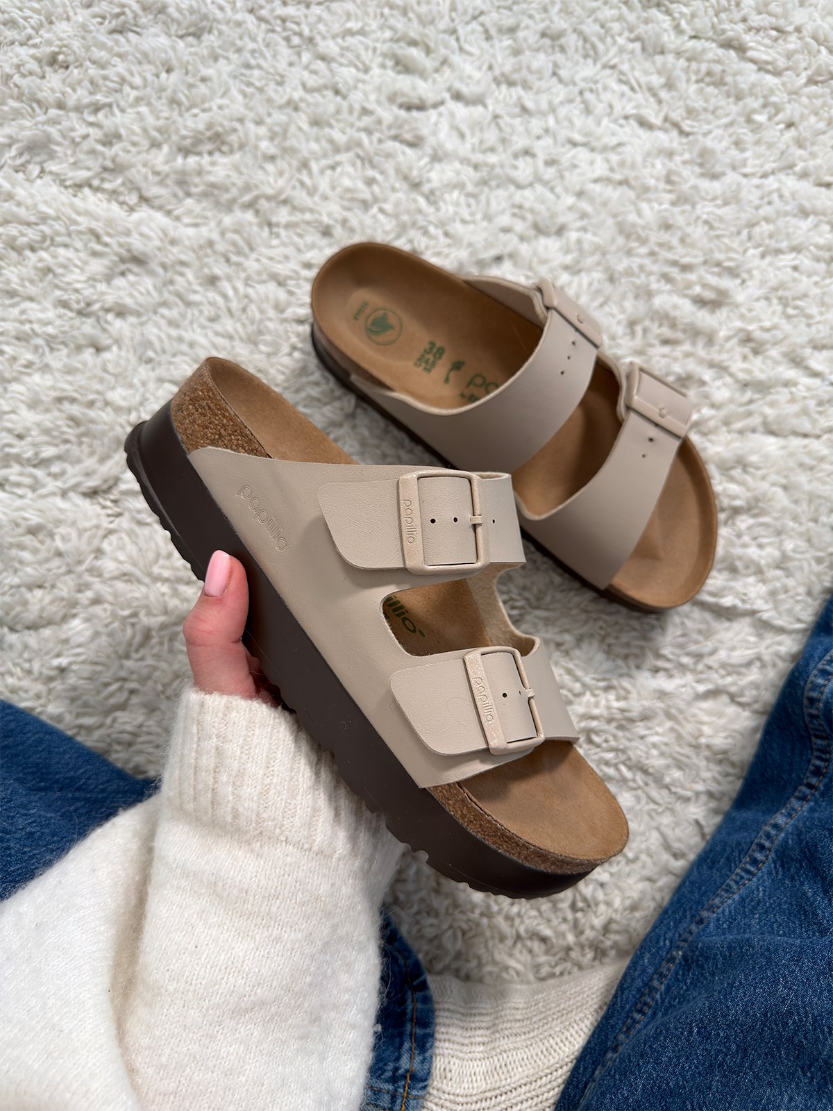 Birkenstock Arizona PAP Platform Birko-Flor Sandcastle