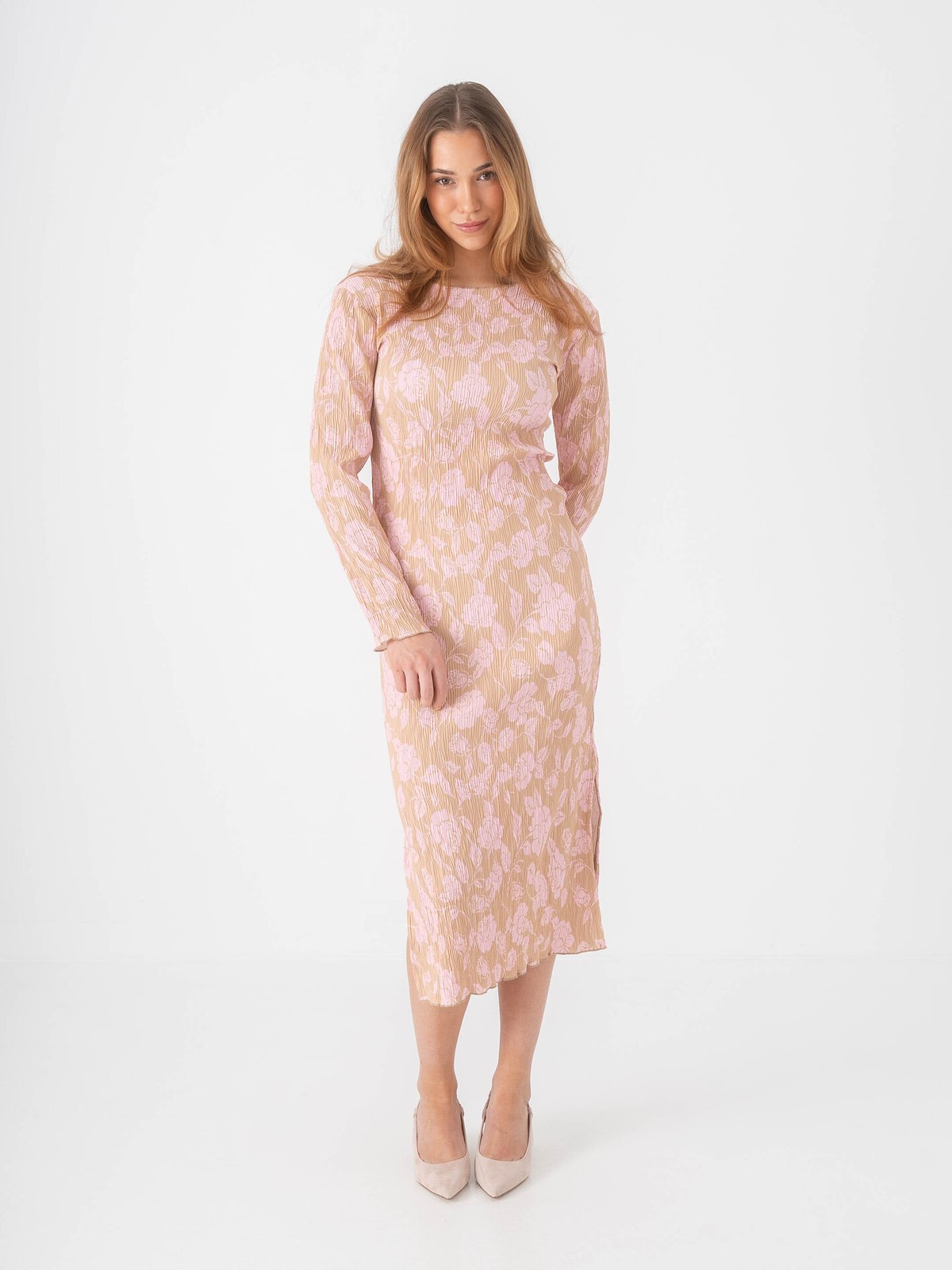 BYIC Oda Dress Beige Pink Blossom