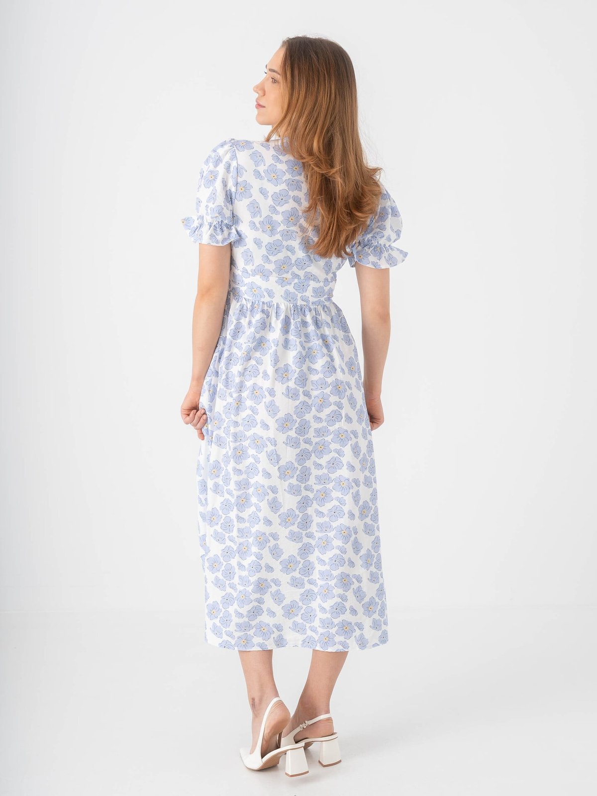 BYIC Adel Long Short Sleeve Dress Blue Dazzling Flower