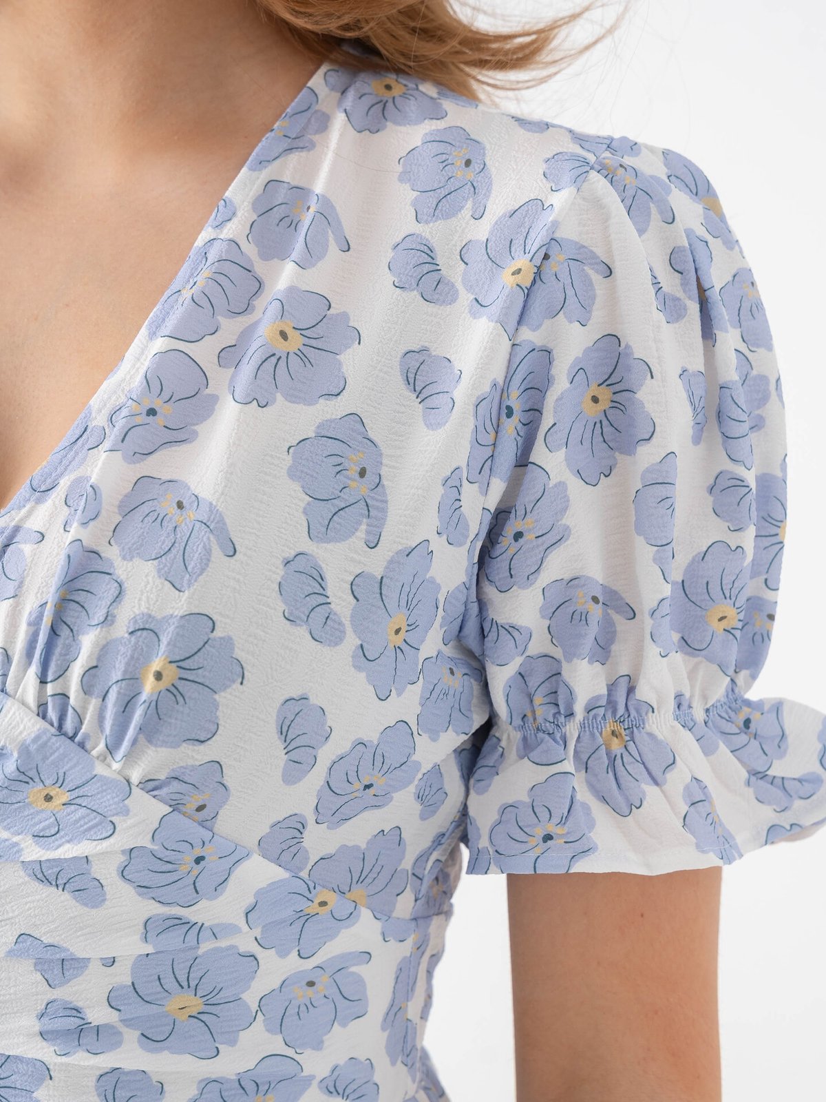 BYIC Adel Long Short Sleeve Dress Blue Dazzling Flower