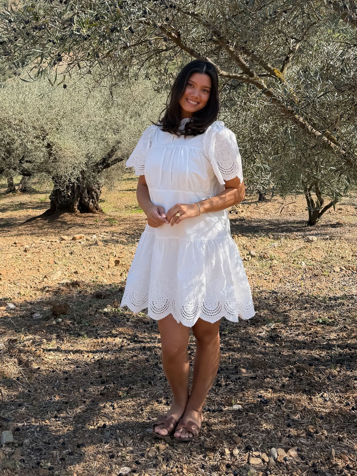 BYIC Solveig Dress White Embroidery