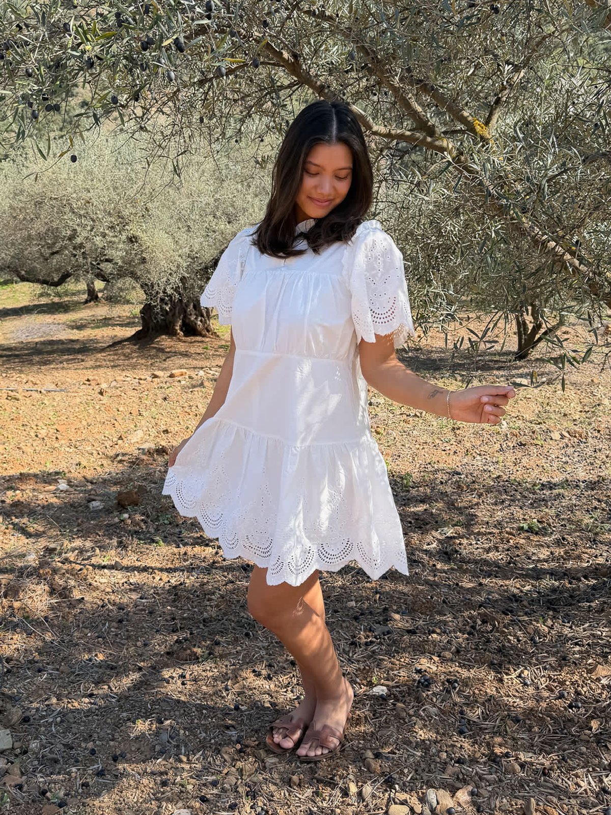 BYIC Solveig Dress White Embroidery