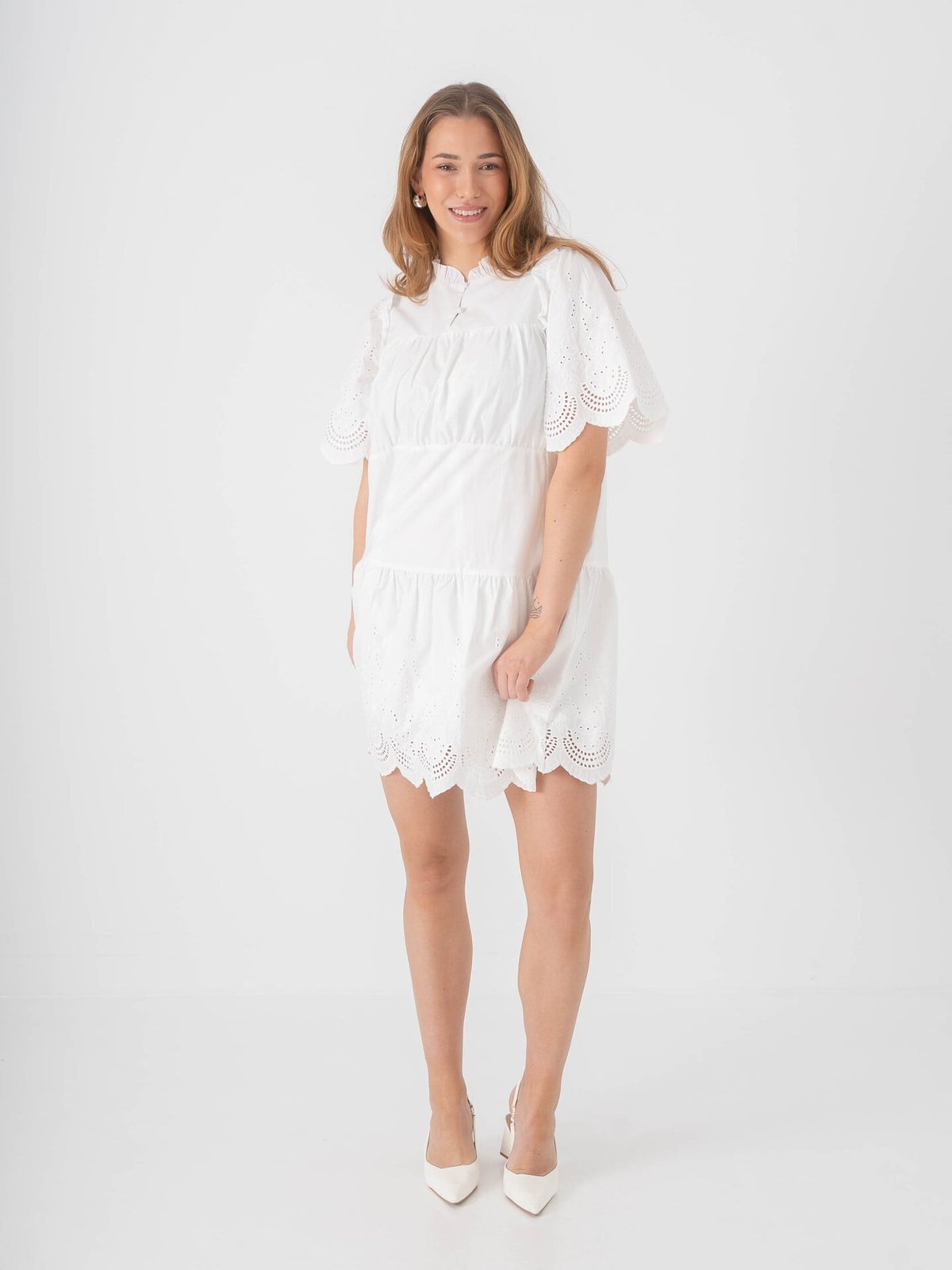 BYIC Solveig Dress White Embroidery