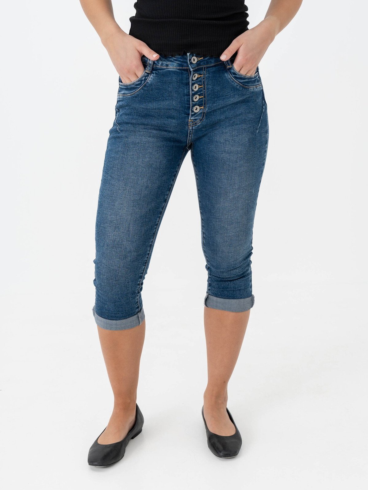 B.YOUNG Kaily Capri No Denim Mid Blue Denim