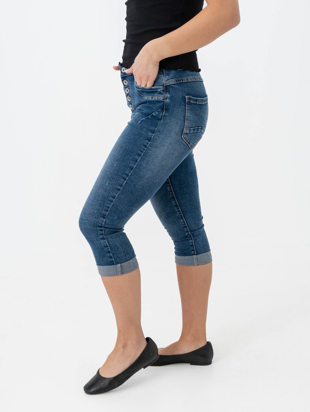 B.YOUNG Kaily Capri No Denim Mid Blue Denim