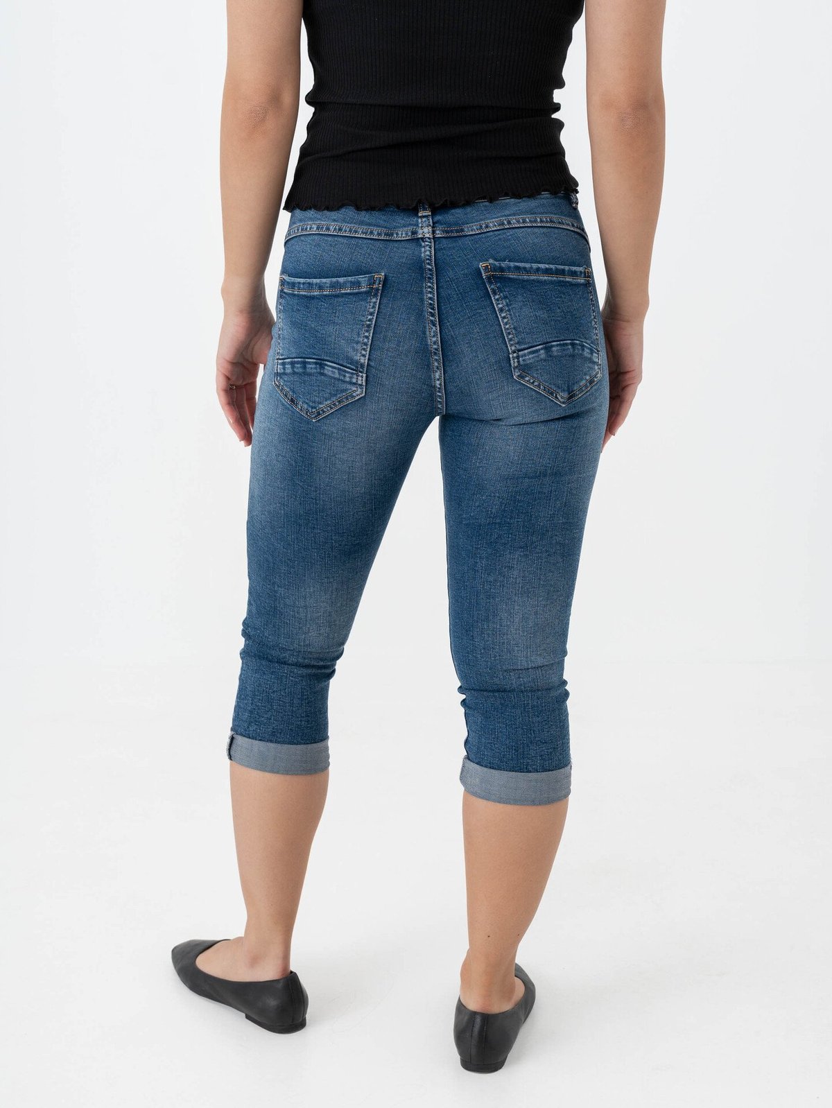 B.YOUNG Kaily Capri No Denim Mid Blue Denim
