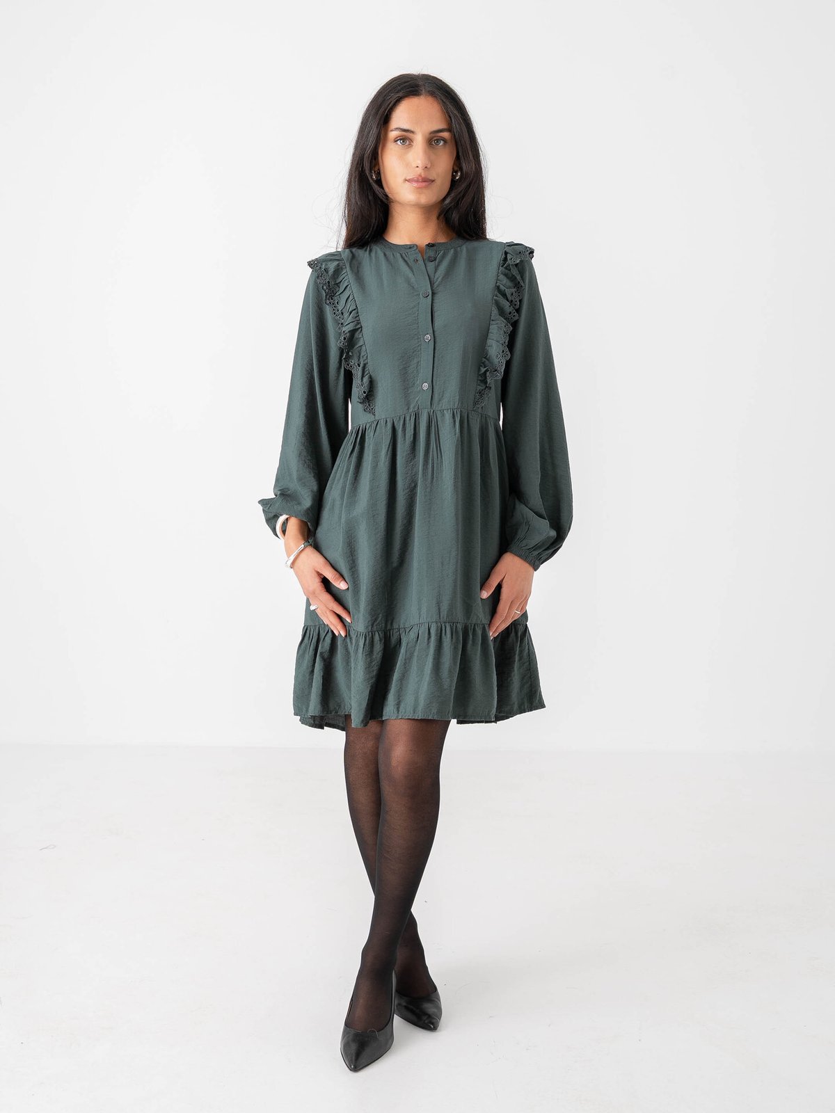 B.YOUNG Janva Frill Short Dress Green Gables