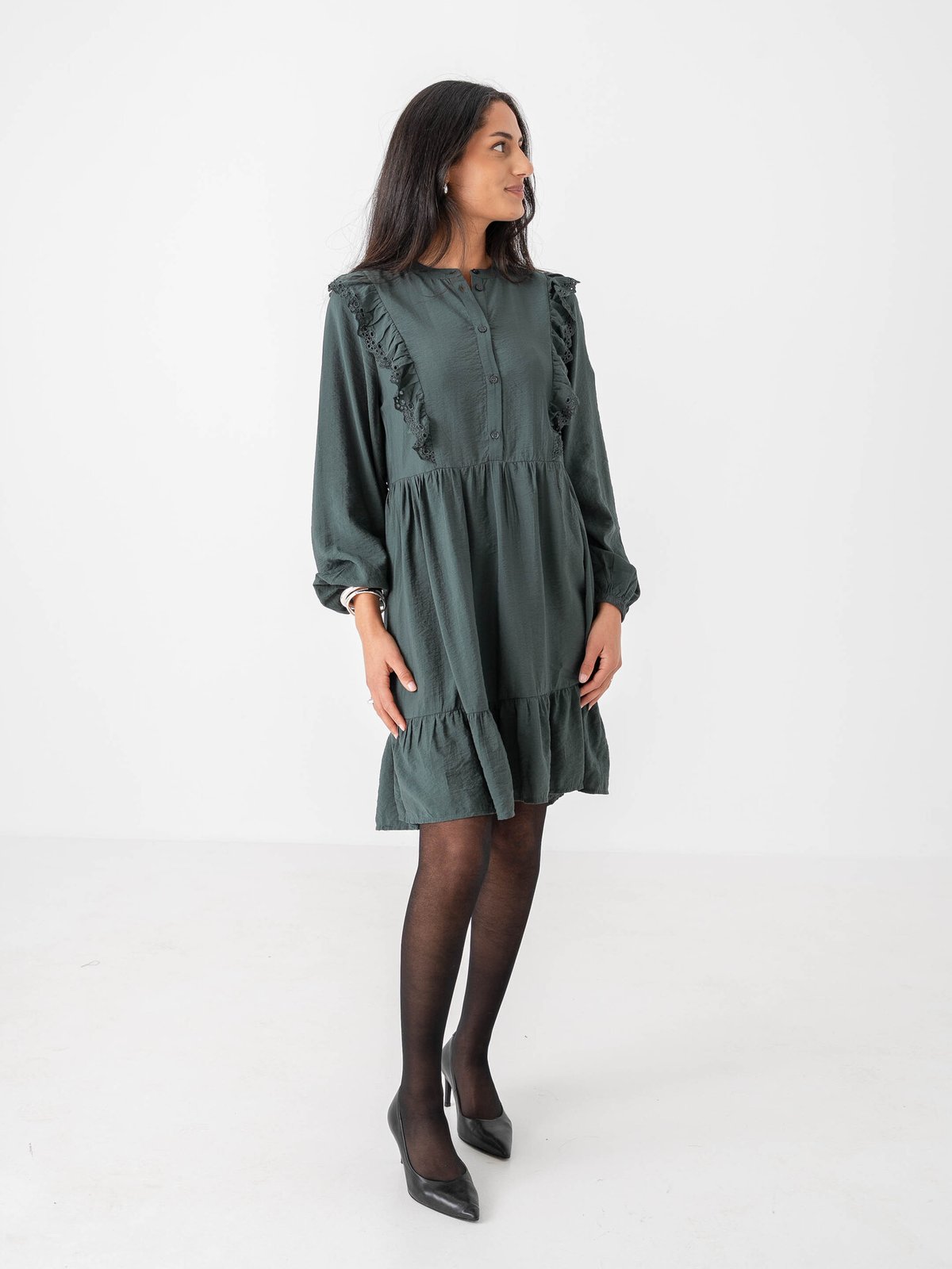 B.YOUNG Janva Frill Short Dress Green Gables