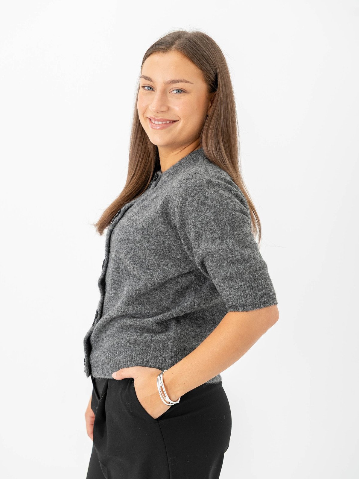 B.YOUNG Omea Deco Cardigan Dark Grey Melange