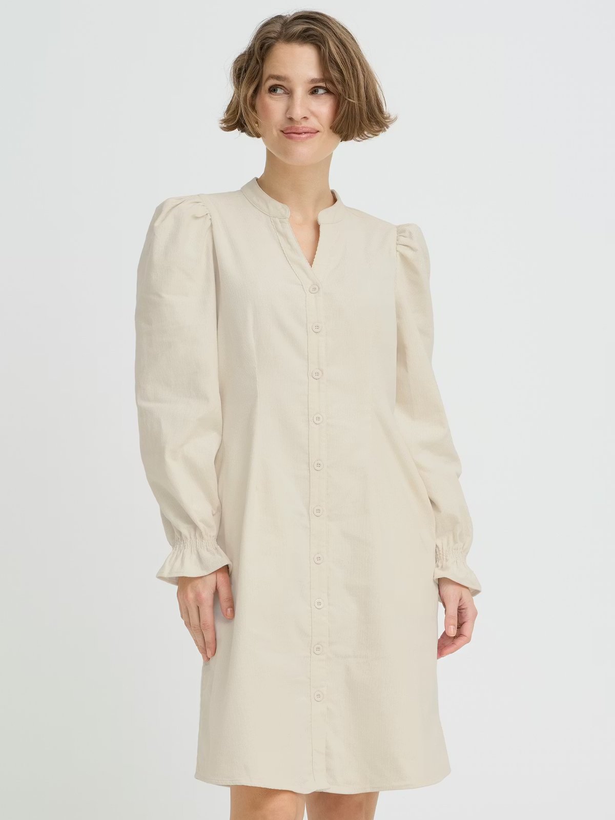 B.YOUNG Denord Vneck Dress Birch / White