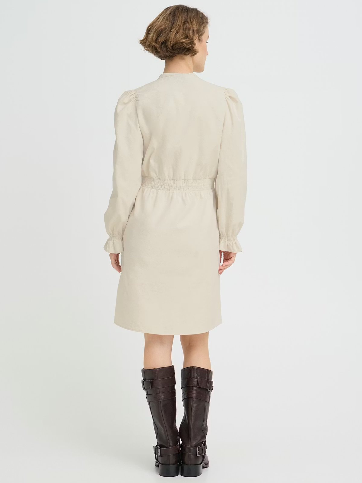 B.YOUNG Denord Vneck Dress Birch / White