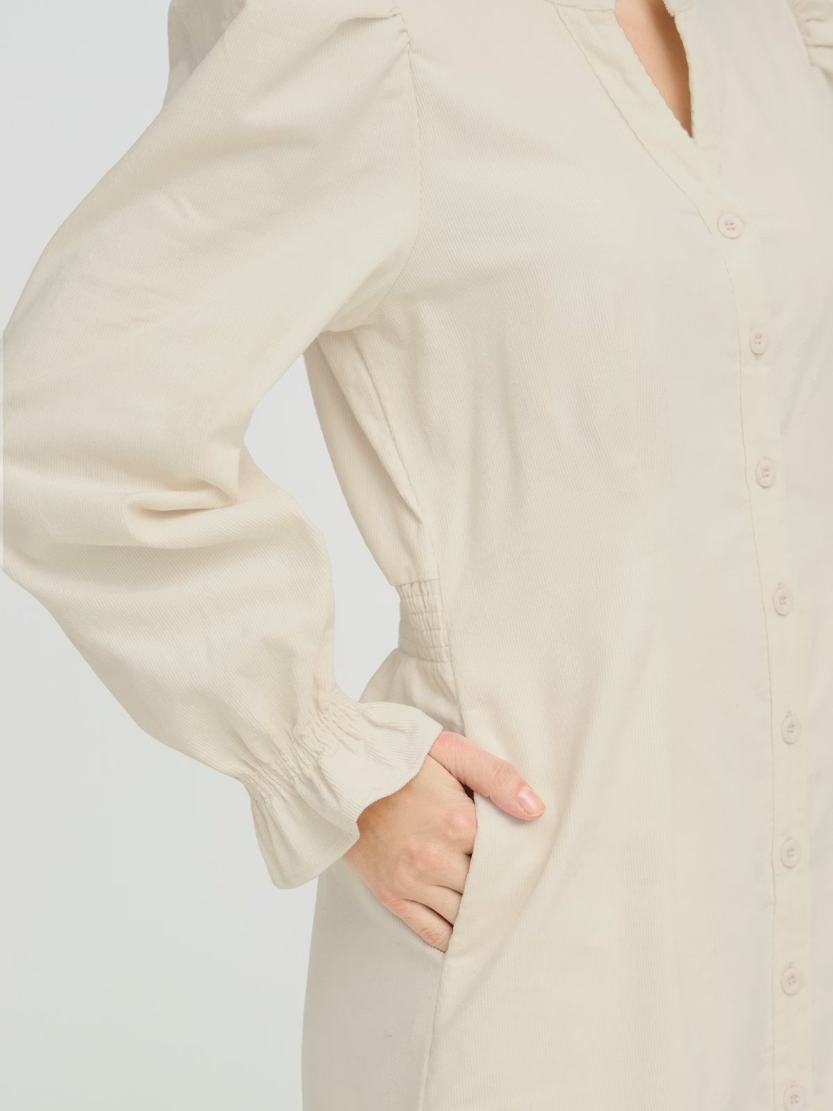 B.YOUNG Denord Vneck Dress Birch / White