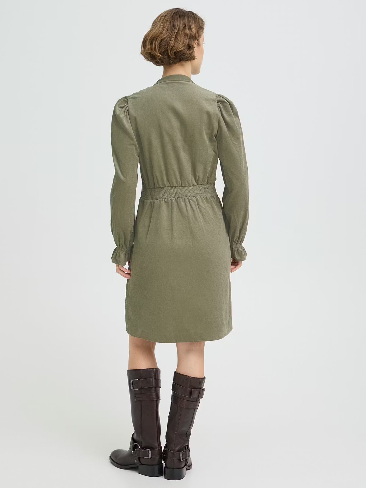 B.YOUNG Denord Vneck Dress Vetiver / Green