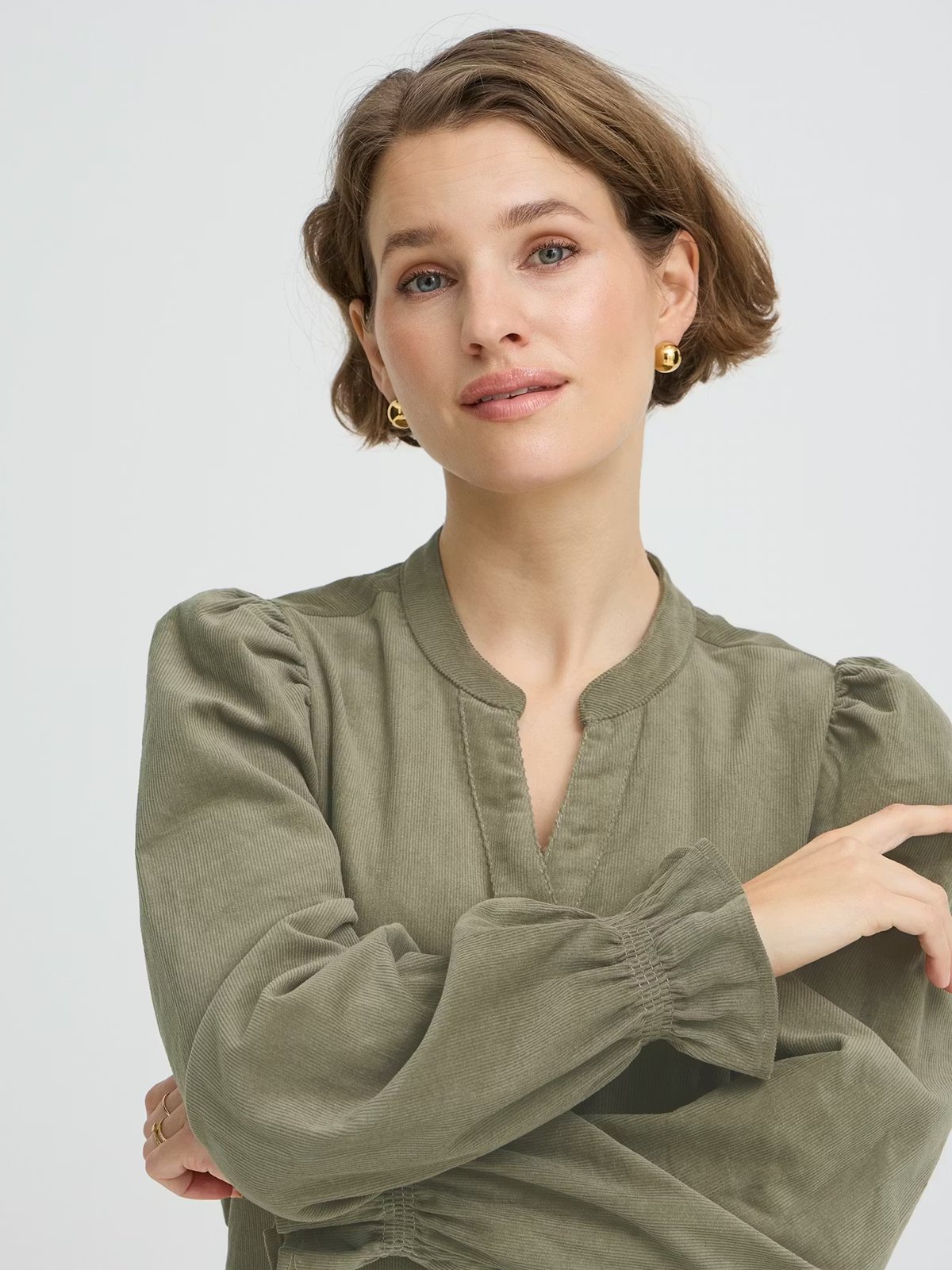 B.YOUNG Denord Vneck Dress Vetiver / Green