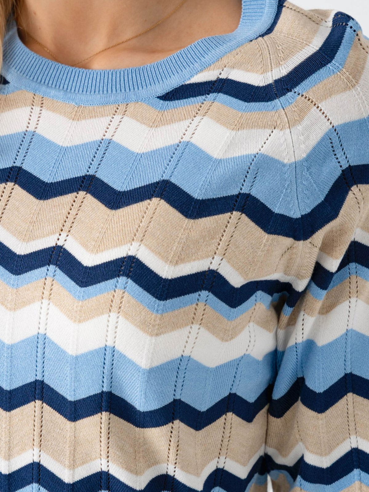 B.YOUNG Morla Pointelle T-Shirt Della Robbia Blue Zig Zag