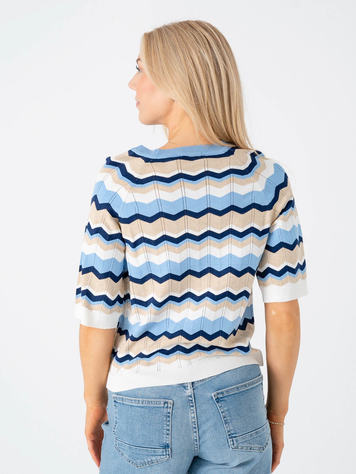 B.YOUNG Morla Pointelle T-Shirt Della Robbia Blue Zig Zag