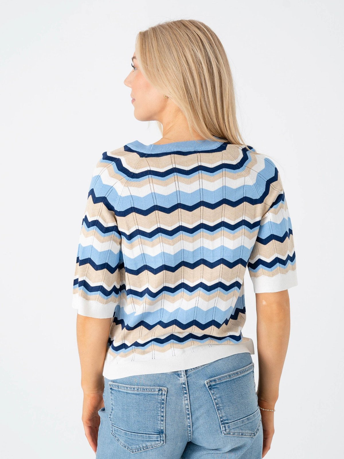 B.YOUNG Morla Pointelle T-Shirt Della Robbia Blue Zig Zag